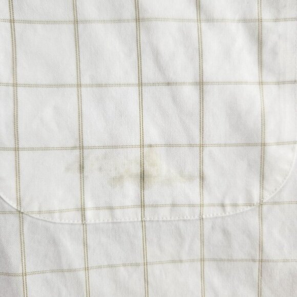 Brooks Brothers Slim Fit 17 35 Non-iron White Beige Check Long Sleeve Button Up - Picture 5 of 16